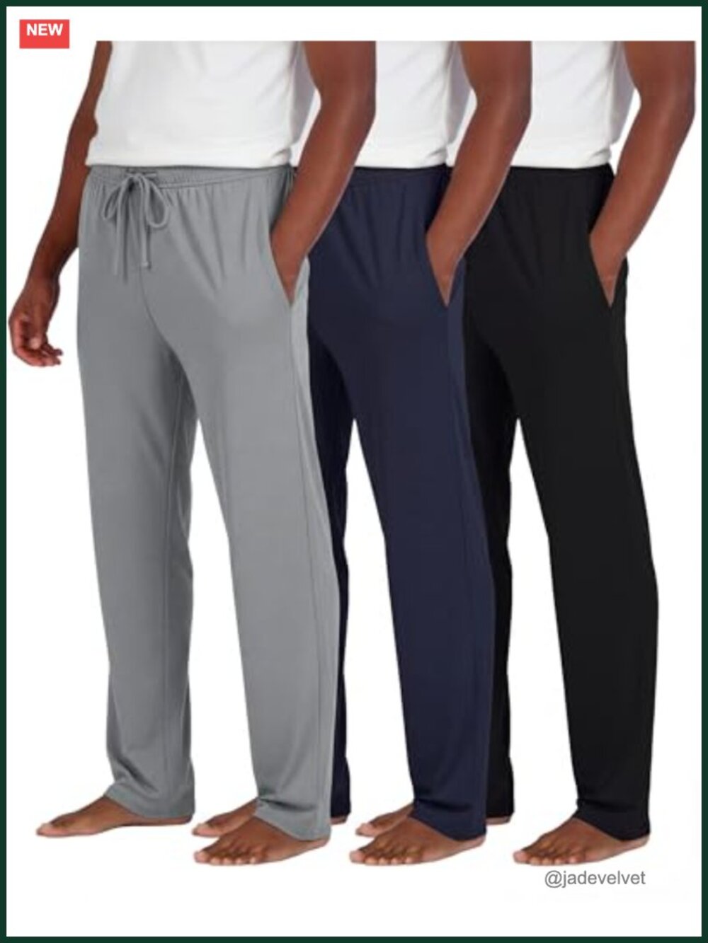 Men's 3-Pack Pajama Pants Soft Lounge Bottoms Elastic Waist Pockets